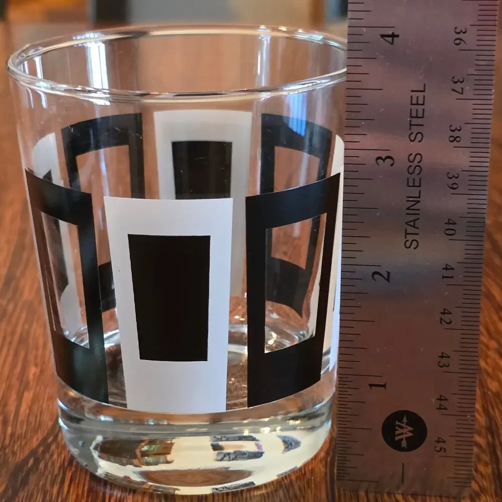 IKEA retired Godis MCM Retro Rocks Lowball Glasses Set of 2 Pruetz Black White